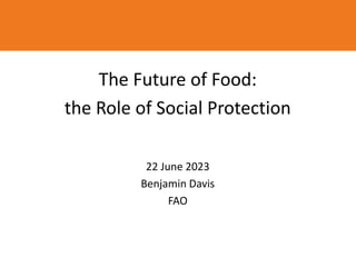 The Future of Food:
the Role of Social Protection
22 June 2023
Benjamin Davis
FAO
 
