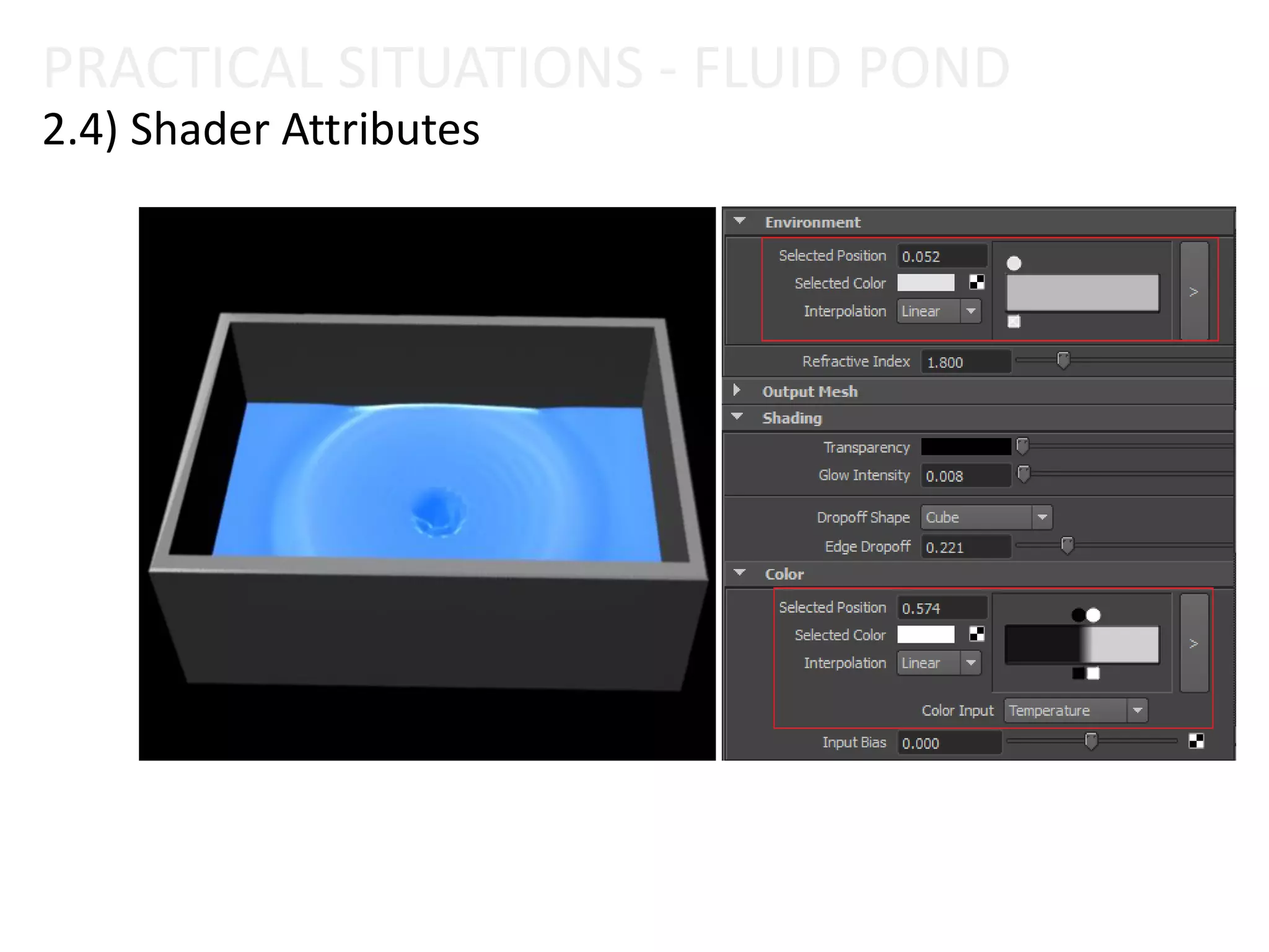 PRACTICAL SITUATIONS - FLUID POND
2.4) Shader Attributes
 