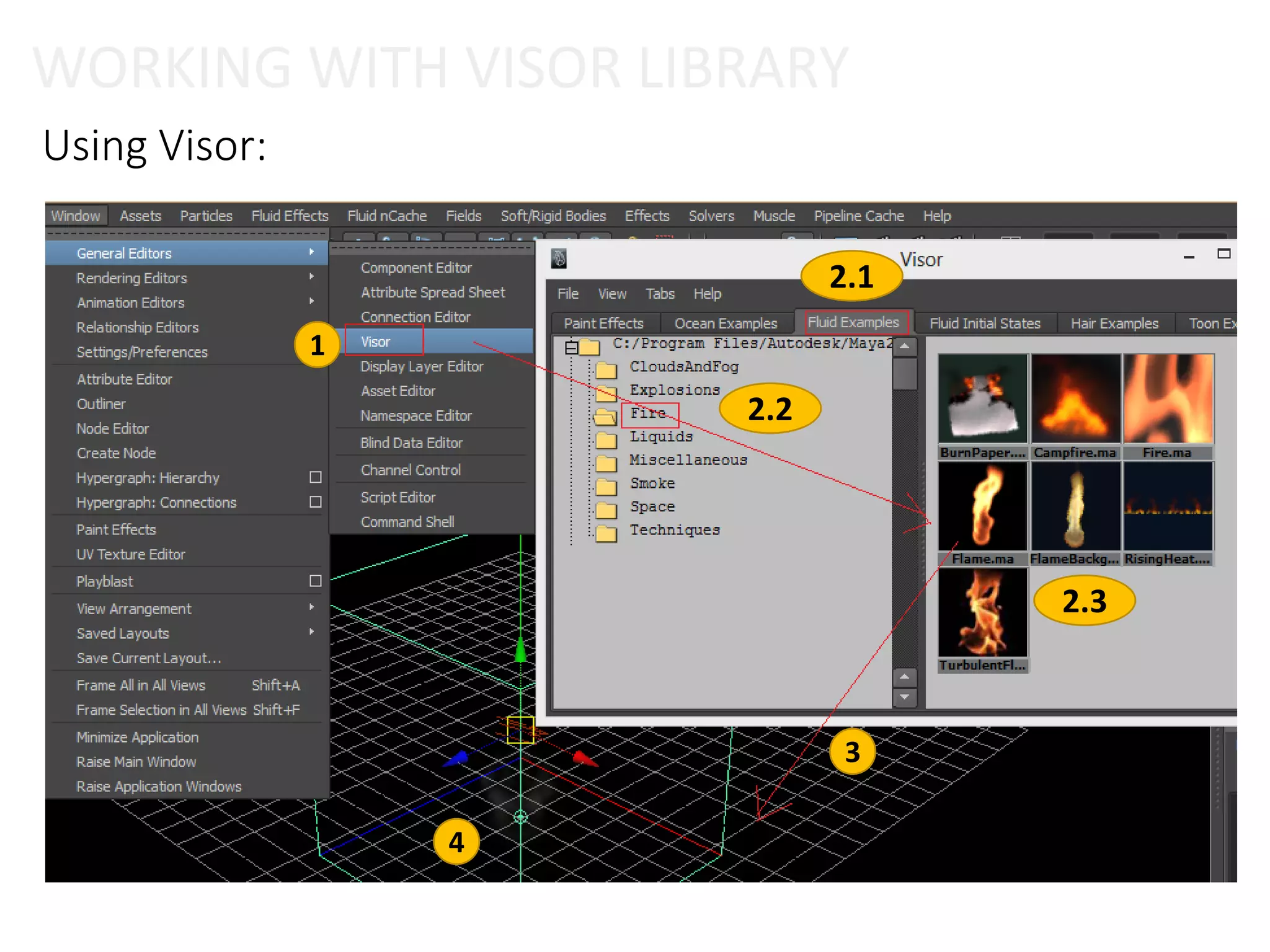 WORKING WITH VISOR LIBRARY
Using Visor:
1
2.1
3
2.2
2.3
4
 