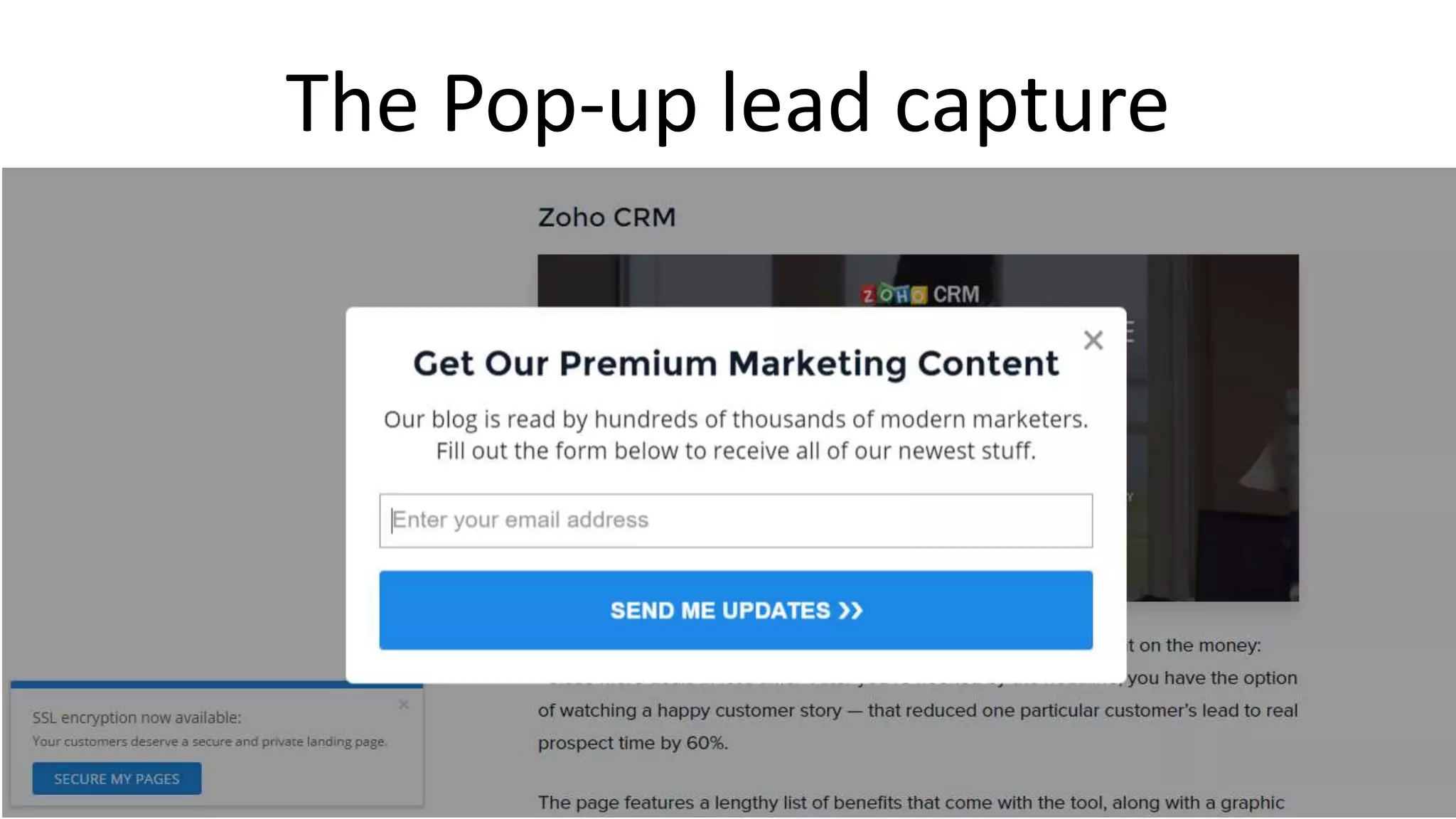 The Pop-up lead capture
 