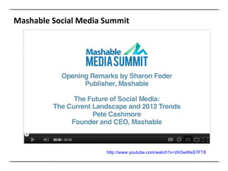 Mashable Social Media Summit http://www.youtube.com/watch?v=zhOwWeS7FT8   