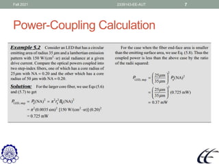 Fiber optics power launching coupling Amirkabir university | PDF
