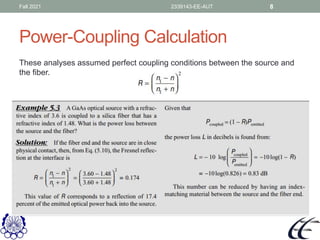Fiber optics power launching coupling Amirkabir university | PDF