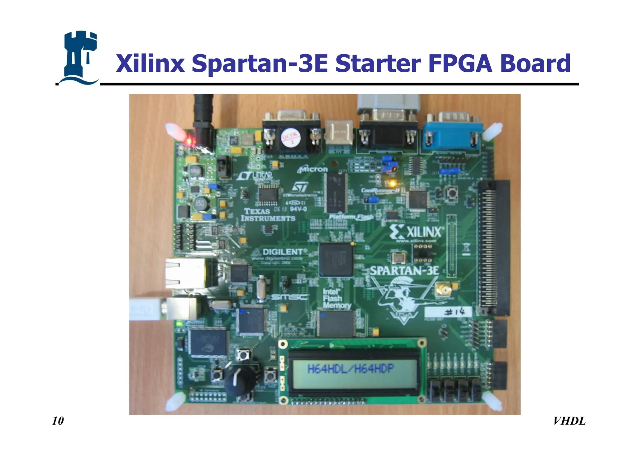 VHDL
10
Xilinx Spartan-3E Starter FPGA Board
 