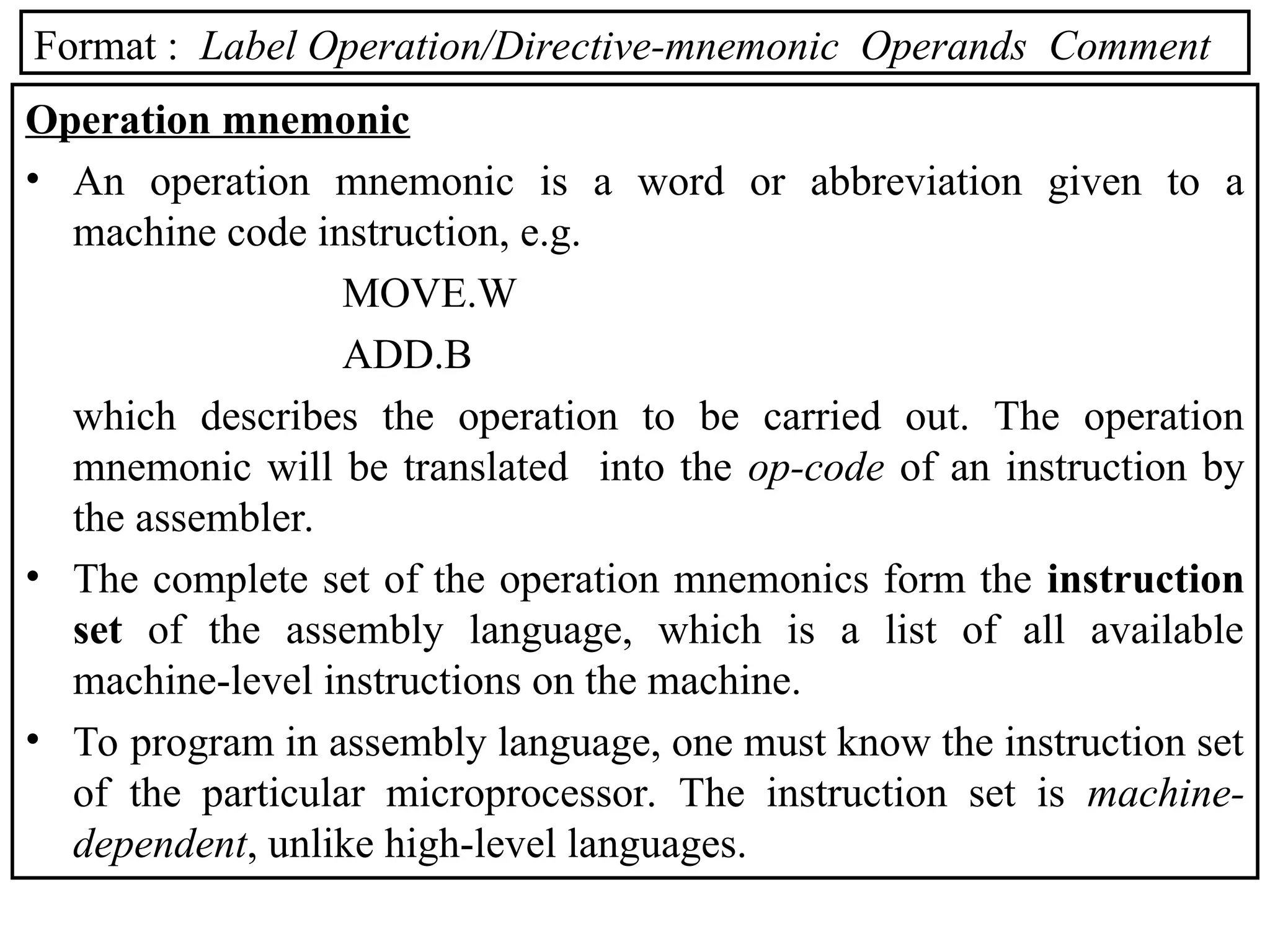 Assembly language programming implemenation | PPT