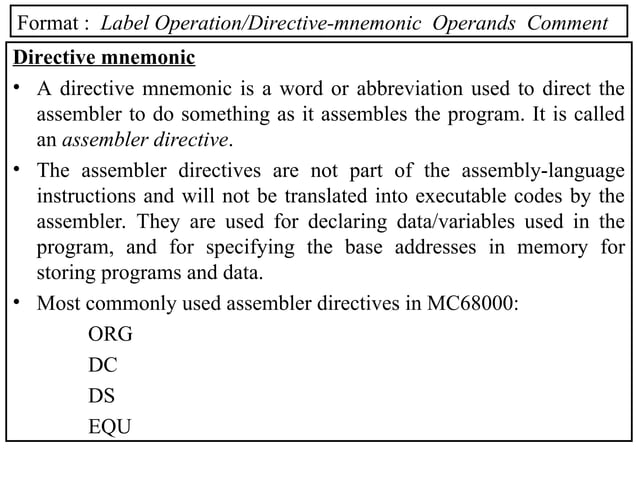 Assembly language programming implemenation | PPT