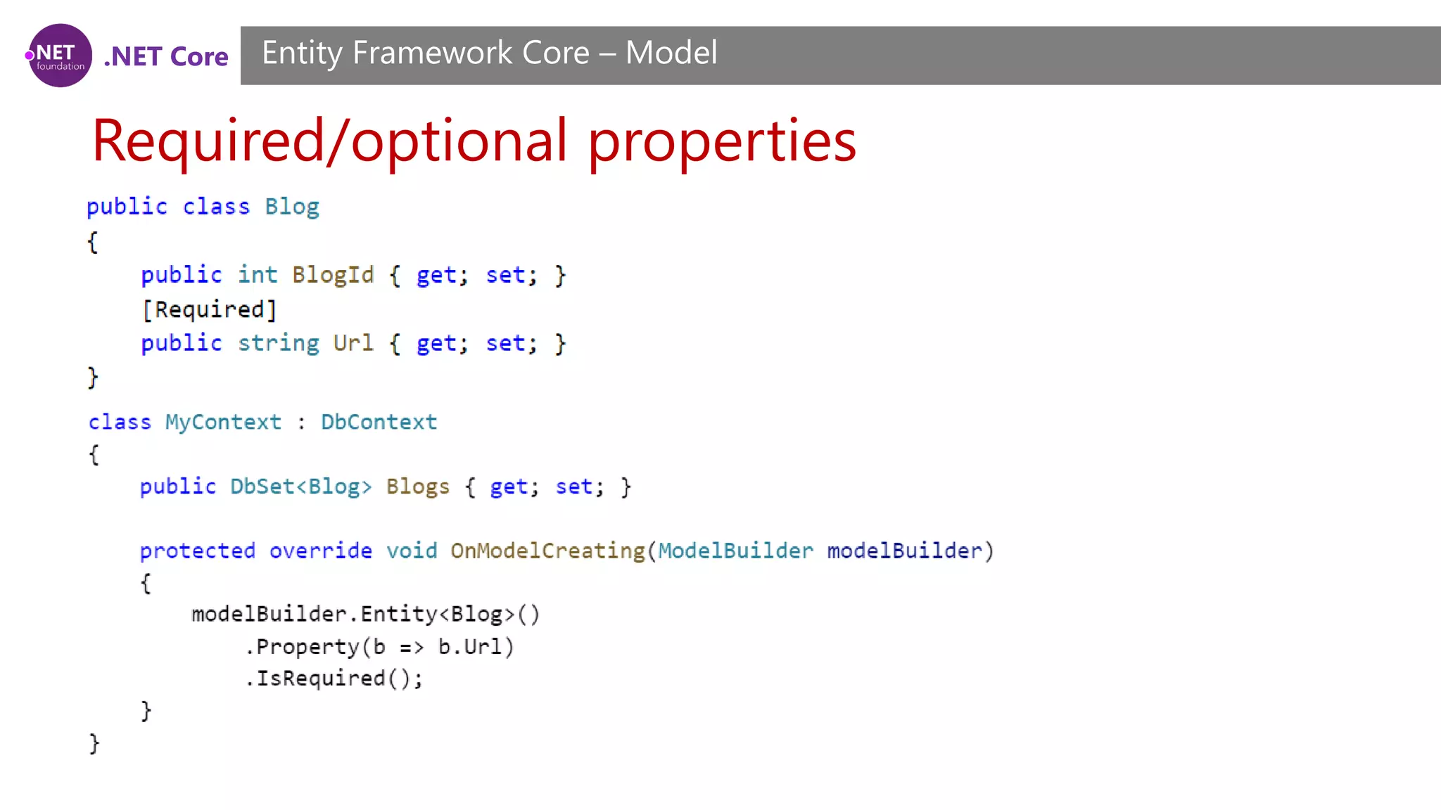 .NET Core Required/optional properties Entity Framework Core – Model 