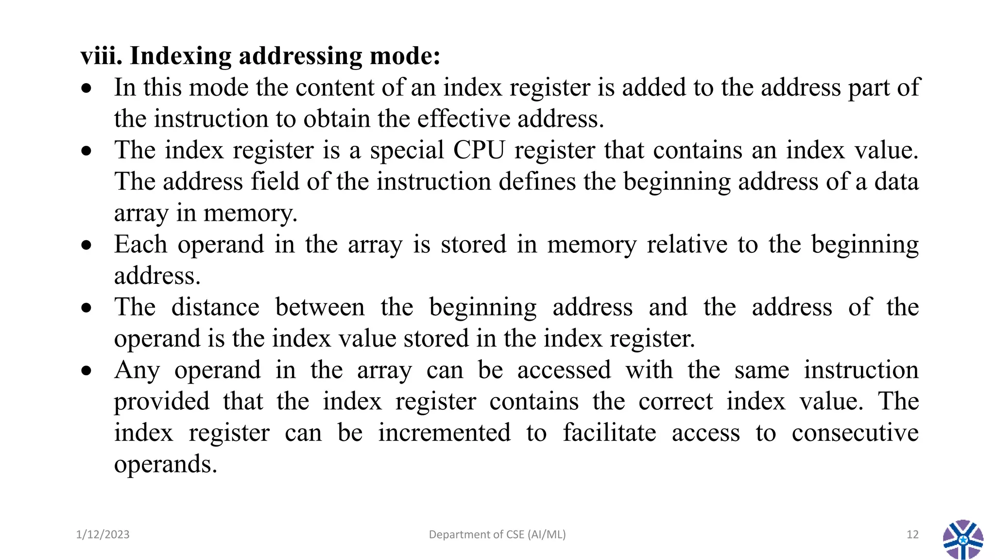 CS304PC:Computer Organization and Architecture Session 13 Addressing ...