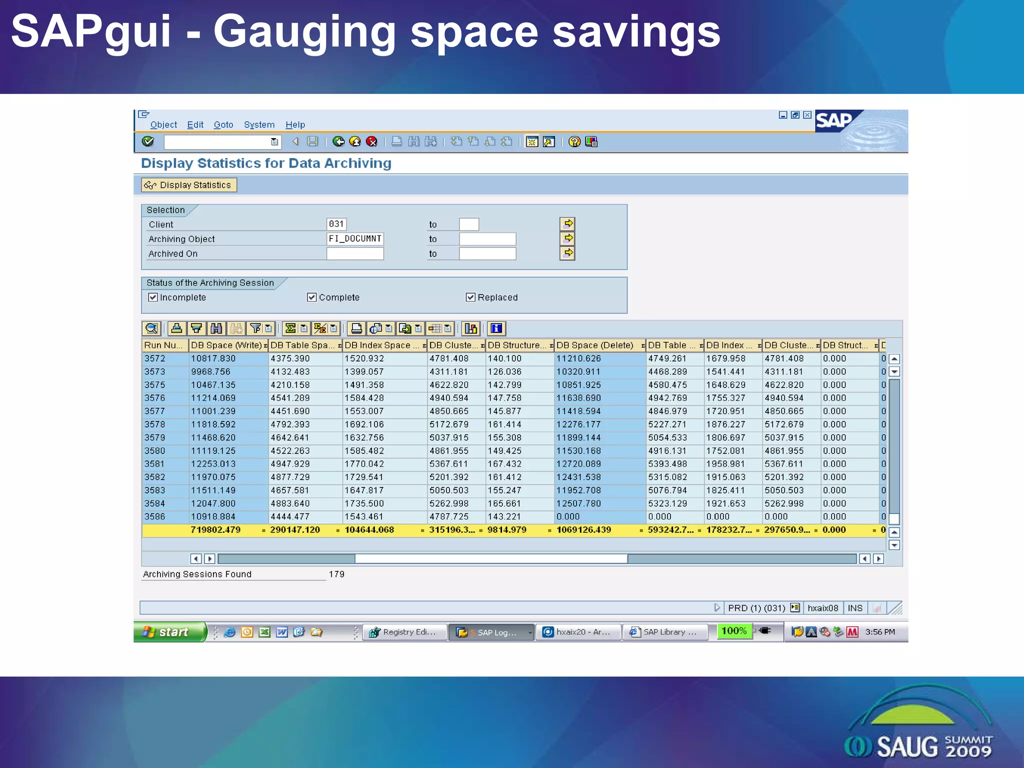 SAPgui - Gauging space savings 