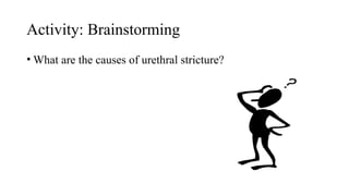 Activity: Brainstorming
• What are the causes of urethral stricture?
 
