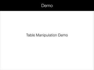 Demo
Table Manipulation Demo
 