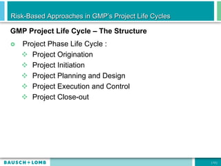 Risk-Based Approaches in GMP’s Project Life Cycles | PPT