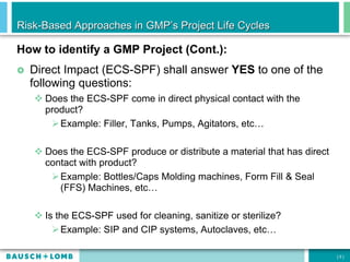 Risk-Based Approaches in GMP’s Project Life Cycles | PPT