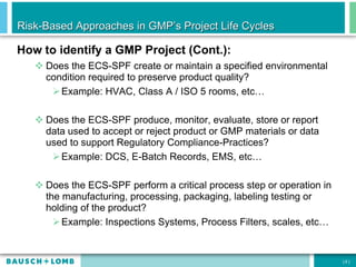 Risk-Based Approaches in GMP’s Project Life Cycles | PDF