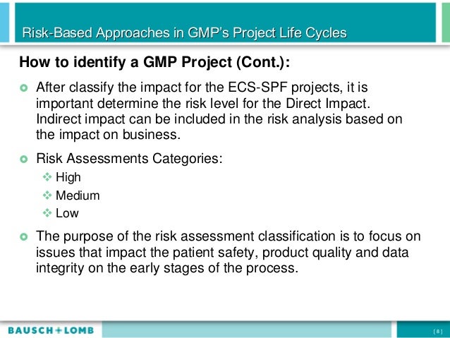 Risk-Based Approaches in GMP’s Project Life Cycles