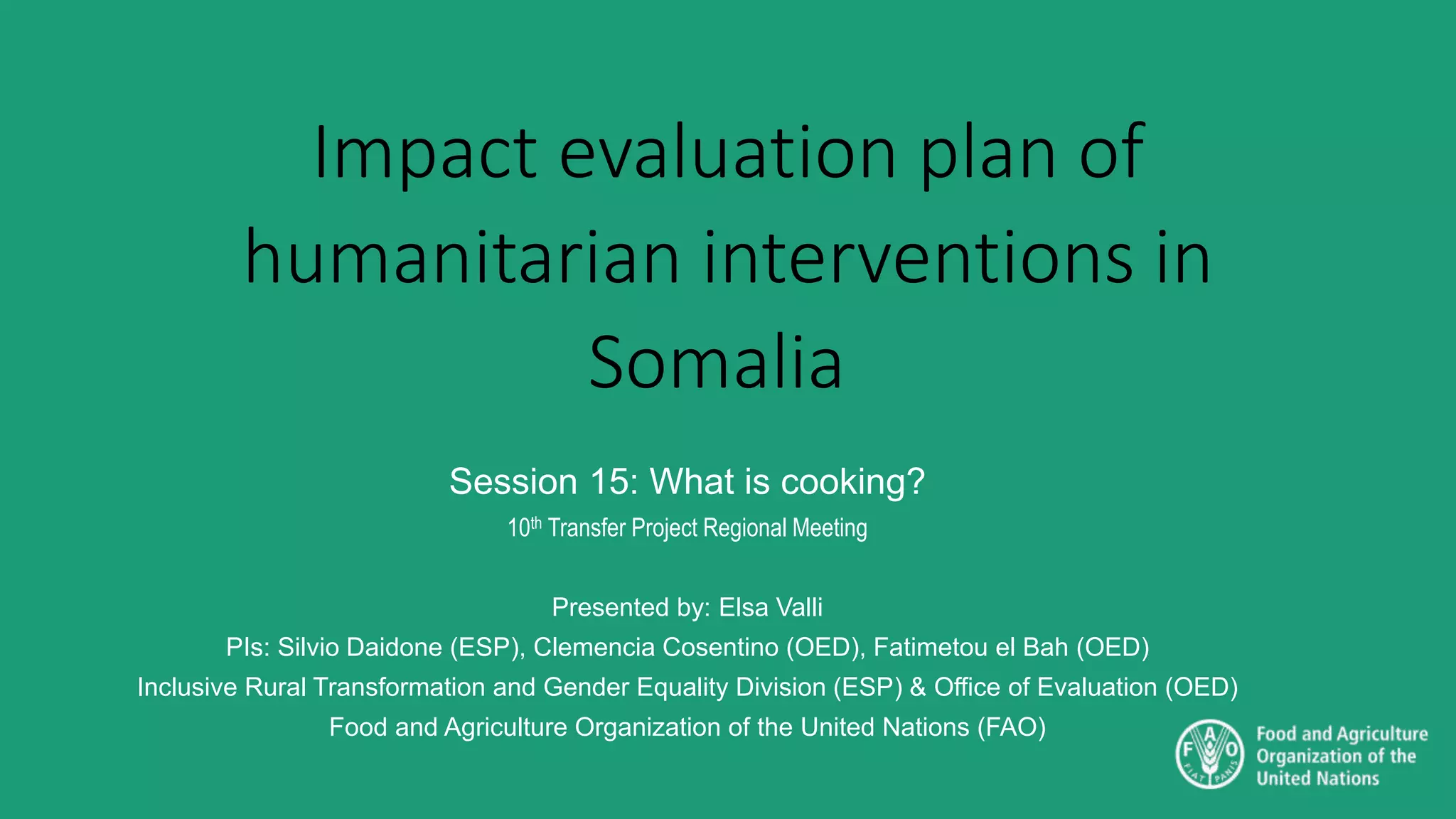 Impact Evaluation Plan of Humanitarian Interventions in Somalia PPT