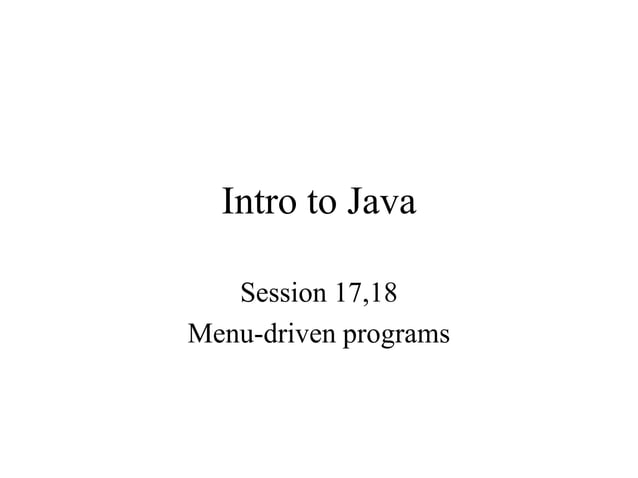 Menu Driven programs in Java | PPT