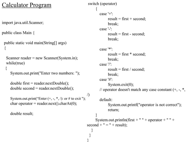 Menu Driven programs in Java | PPT