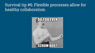 Survival tip #6: Flexible processes allow for
healthy collaboration.
 