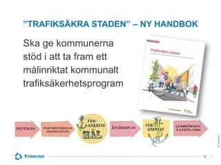 ”TRAFIKSÄKRA STADEN” – NY HANDBOK

© Trivector

Ska ge kommunerna
stöd i att ta fram ett
målinriktat kommunalt
trafiksäkerhetsprogram

7

 