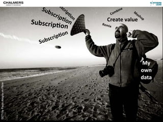 Su
                                           bs
                                     Sub     cr               ine
                                        scr ip@o          Comb      M
                                                                     as
                                           ip) n                        hu
                                  Subscrip)   on     Create	
  value      p

                                            on     Remi
                                                       x

                                            )on
                                       scrip
                                    Sub


                                                                          My	
  
                                                                          own	
  
                                                                          data
SETI by Paulo Alegria on Flickr
 