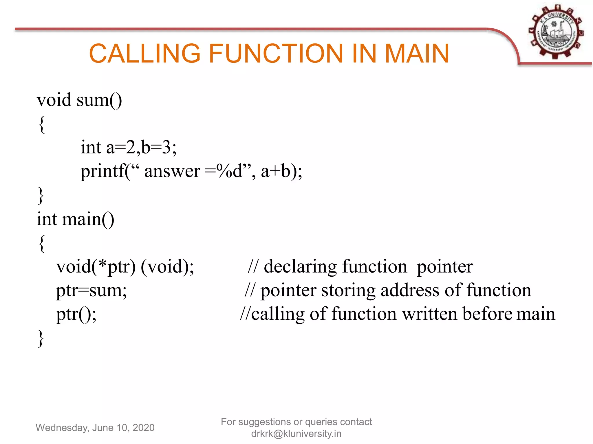 Function Pointer in C | PPT