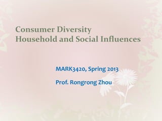 Consumer Diversity
Household and Social Influences
 