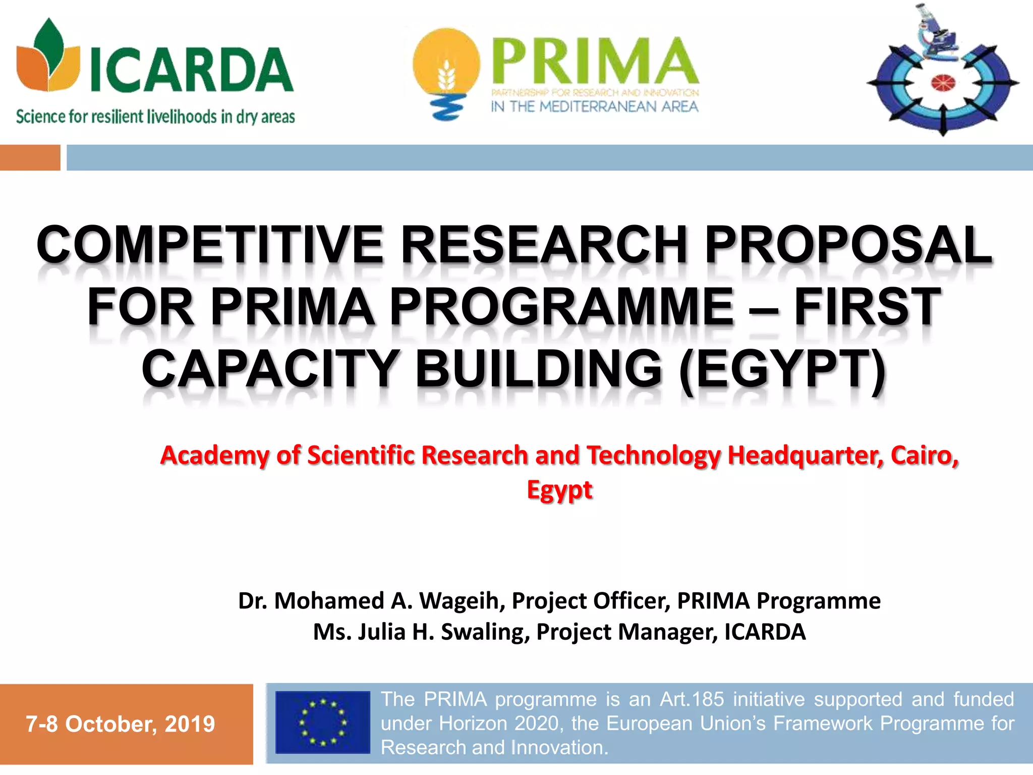 Project Prima Model COMPETITIVE RESEARCH PROPOSAL FOR PRIMA PROGRAMME | PPTX