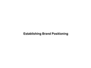 Establishing Brand Positioning
 