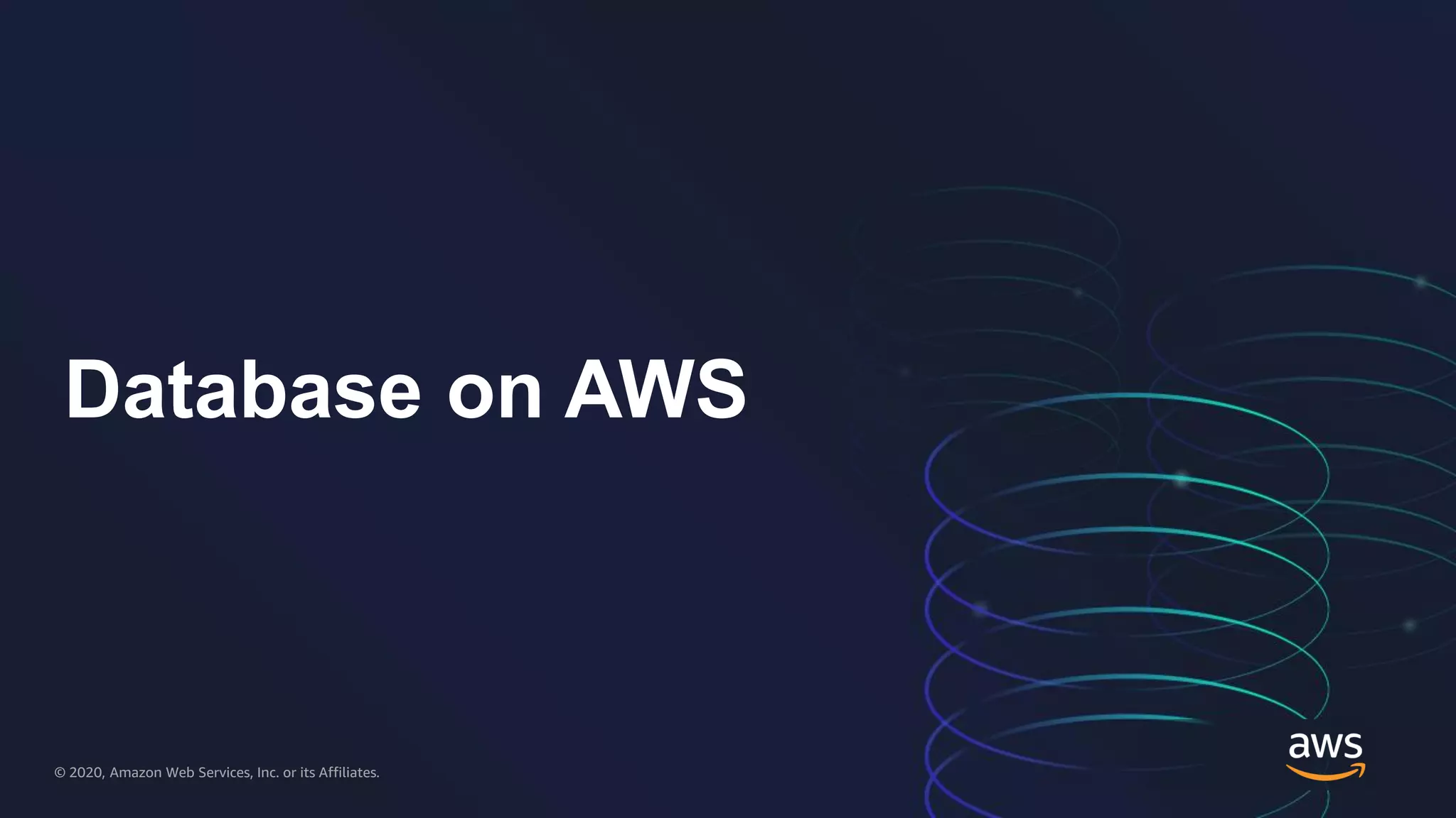 © 2020, Amazon Web Services, Inc. or its Affiliates.© 2020, Amazon Web Services, Inc. or its Affiliates.
Database on AWS
 