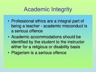Academic Integrity
 