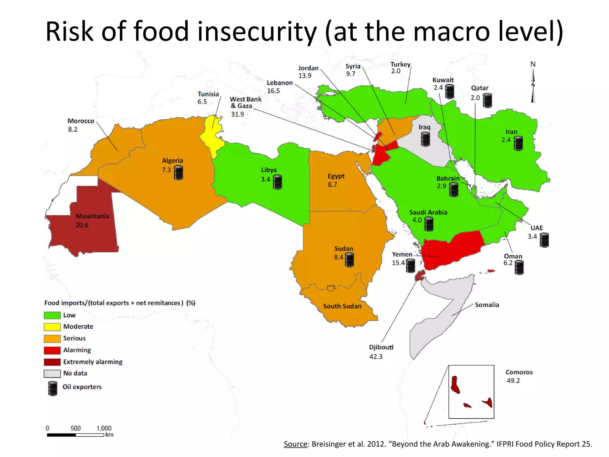 Risk of food insecurity (at the macro level)




                    Source: Breisinger et al. 2012. “Beyond the Arab Awakening.” IFPRI Food Policy Report 25.
 