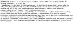 Alphanumeric Field Example SESSION 1 DATABASE MANAGEMENT SYSTEM.pptx