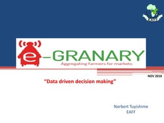 Norbert Tuyishime
EAFF
“Data driven decision making”
NOV 2018
 