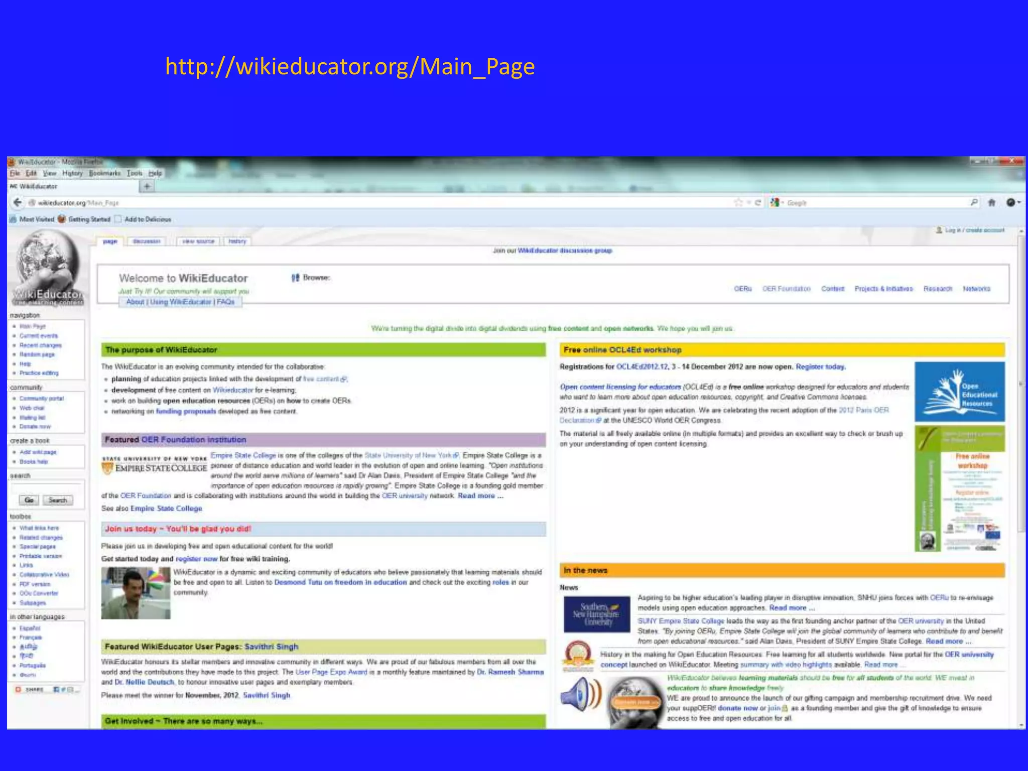 http://wikieducator.org/Main_Page 
 