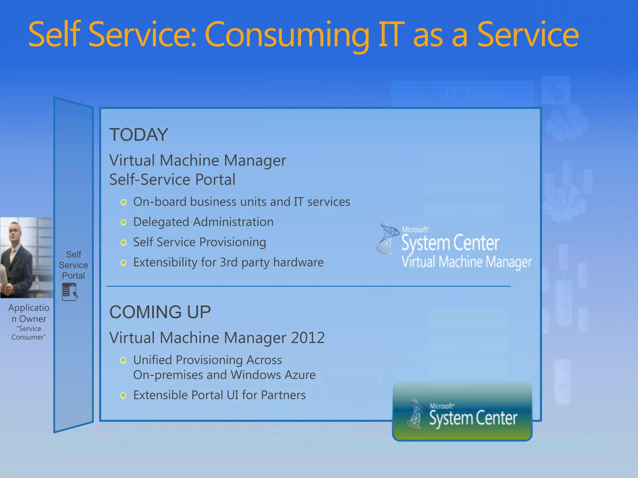 Self Service: Consuming IT as a Service
                             IT Tools
 