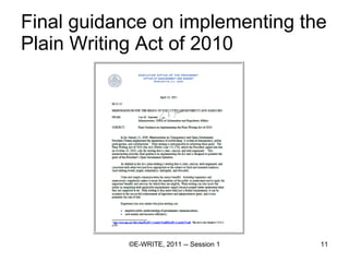 Final guidance on implementing the Plain Writing Act of 2010 