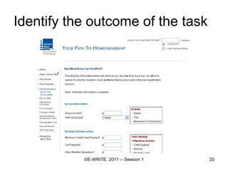 Identify the outcome of the task 
