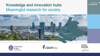 Centre for
Sustainability
Knowledge and innovation hubs
Meaningful research for society
 