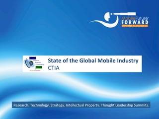 State	
  of	
  the	
  Global	
  Mobile	
  Industry	
  
                                                             CTIA	
  




Research.	
  Technology.	
  Strategy.	
  Intellectual	
  Property.	
  Thought	
  Leadership	
  Summits.	
  

          h=p://www.chetansharma.com 	
  	
  	
  	
  	
  	
  	
  	
  	
  	
  	
  	
  	
  	
  	
  	
  	
  1	
  	
     ©	
  Copyright	
  2012,	
  All	
  Rights	
  Reserved.	
  Copying	
  w/o	
  permission	
  is	
  prohibited.	
  	
  
 