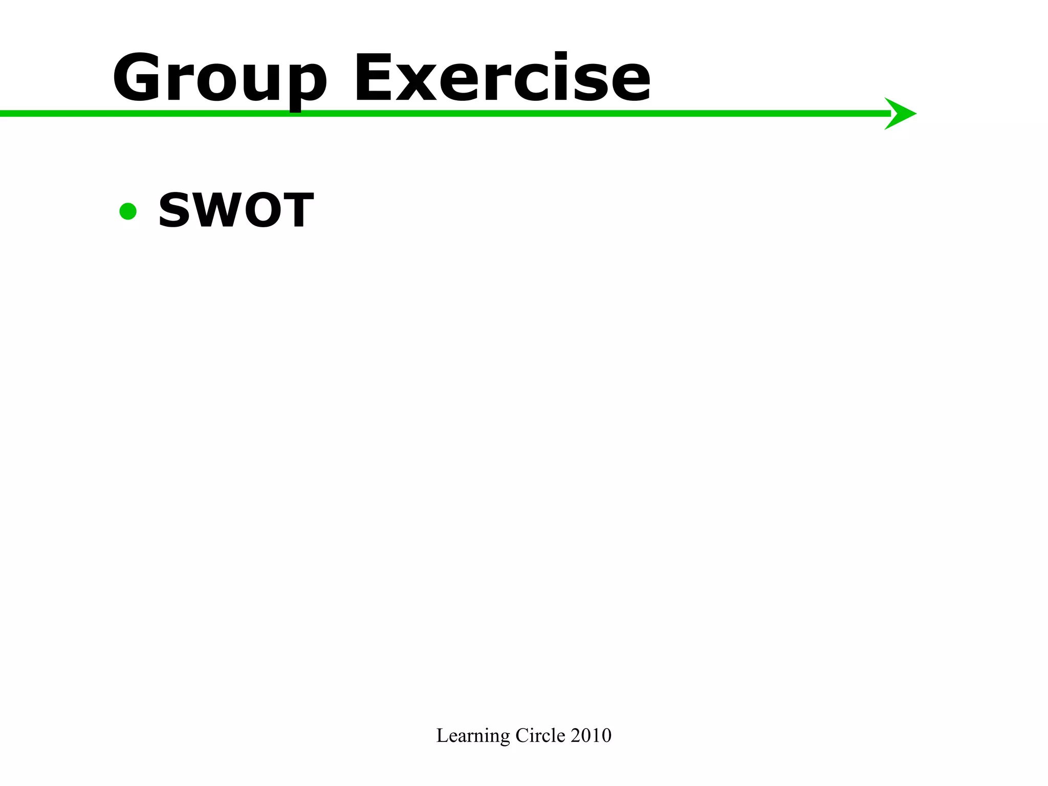 Group Exercise SWOT Learning Circle 2010 
