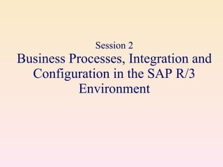 Session 2 Business Processes, Integration and Configuration in the SAP R/3 Environment 