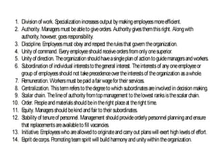 EXHIBIT 2.3: FAYOL’S 14 PRINCIPLES OF MANAGEMENT
 