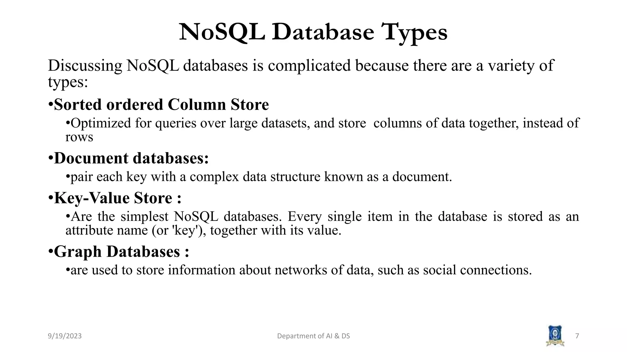 CCS334 BIG DATA ANALYTICS Session 2 Types NoSQL.pptx