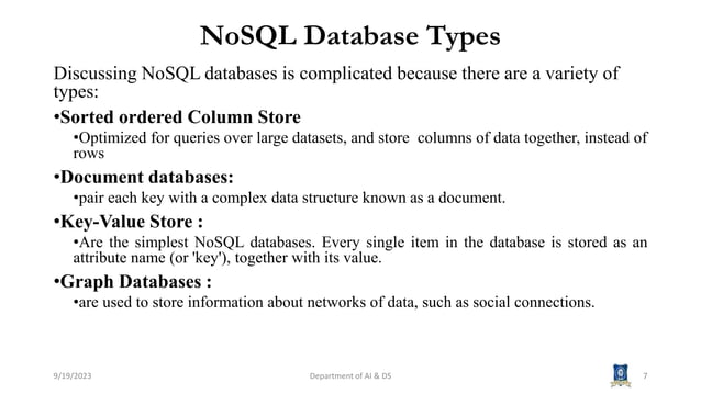 CCS334 BIG DATA ANALYTICS Session 2 Types NoSQL.pptx | Databases ...