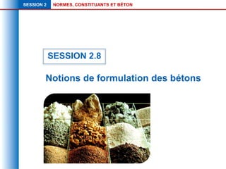 NORMES, CONSTITUANTS ET BÉTON
SESSION 2
Notions de formulation des bétons
SESSION 2.8
 