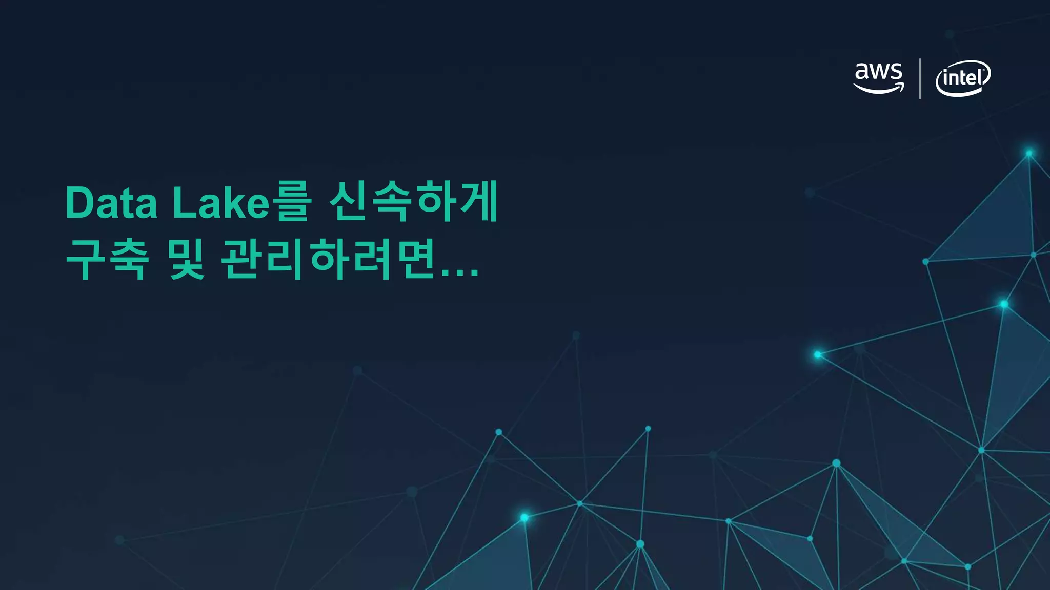 Data Lake를 신속하게
구축 및 관리하려면…
 