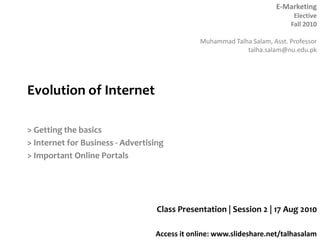 Evolution of Internet > Getting the basics > Internet for Business - Advertising > Important Online Portals Class Presentation | Session 2 | 17 Aug 2010 