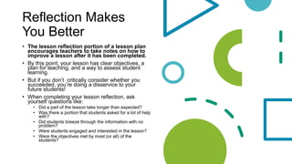Lesson Reflection Indication ADV LESSON PLANNING FOR TEACHERS OF 21ST CENTURY | PPTX