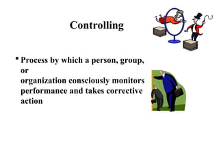 Chapter 1: PowerPoint 1.15
Controlling
 Process by which a person, group,
or
organization consciously monitors
performance and takes corrective
action
 